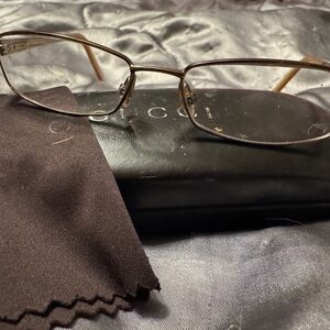 Gucci Tan Metal Frame Glasses